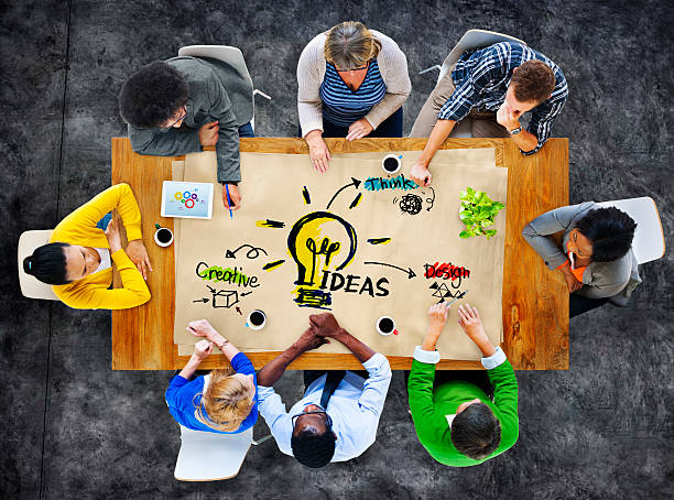 Team collaborating on creative ideas at a digital marketing agency