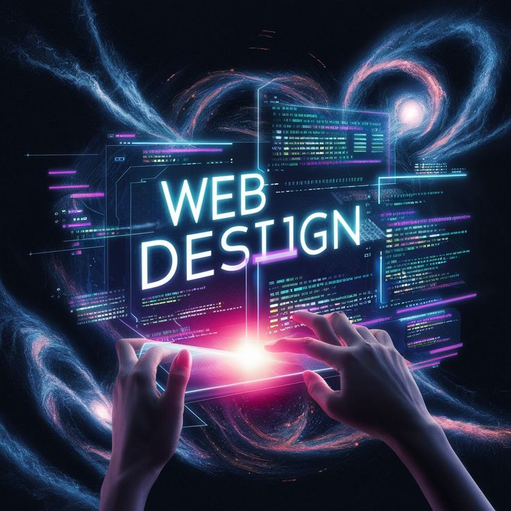 Creative digital interface with modern UI elements representing professional Website Development and Design Services for enhanced user experience.